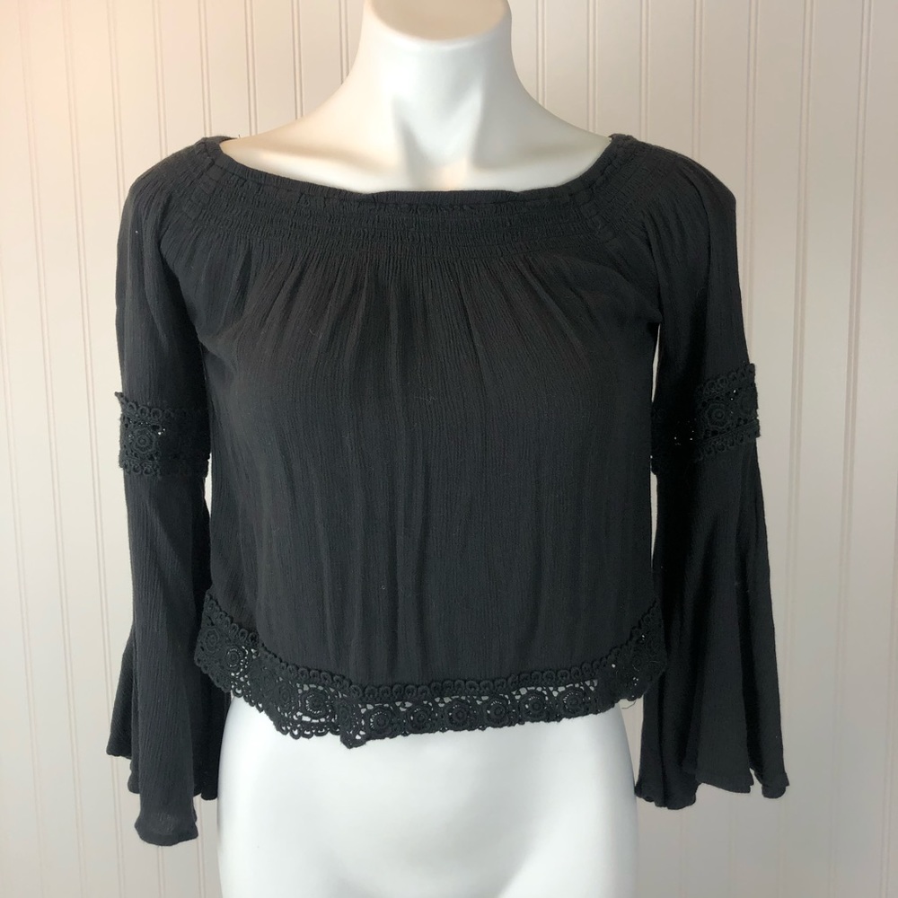 Hollister Gray Off the Shoulder Long Sleeve